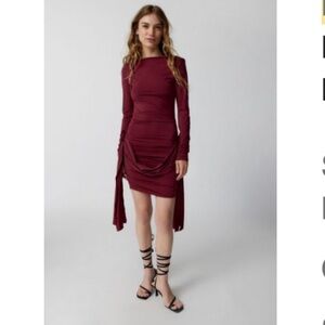 Lioness Glory Long Sleeve Mini dress in maroon size L NWT
